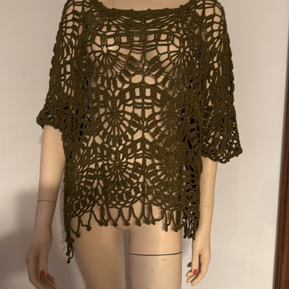 Olive Green Crochet Top